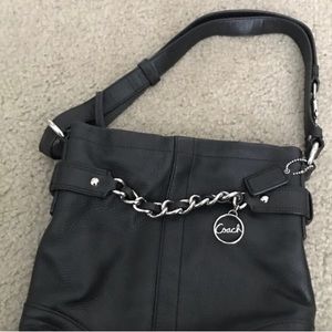 Coach Black Pebble Leather hobo shoulder purse